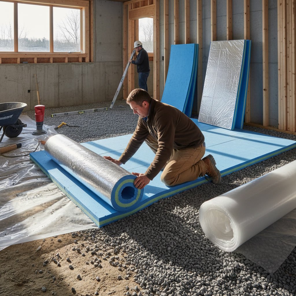 Professional concrete pour for basement slab installation in Dover NH
