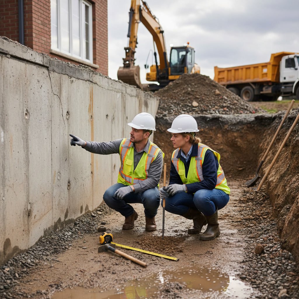 Basement waterproofing comparison showing exterior and interior methods